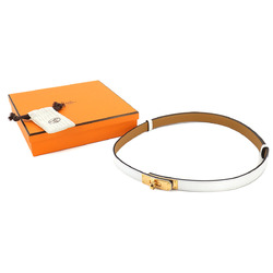 Hermes Kelly Belt Epson New White B Stamp Pink Gold Hardware