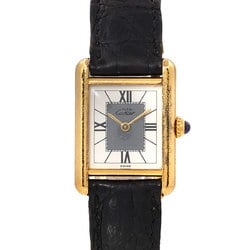 Cartier Must Tank Vermeil W1004054 Women's Watch White Grey SV925 Silver Quartz