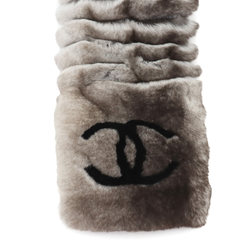 CHANEL Orylag Fur Scarf Lapin Rabbit Cashmere White Brown Coco Mark Winter