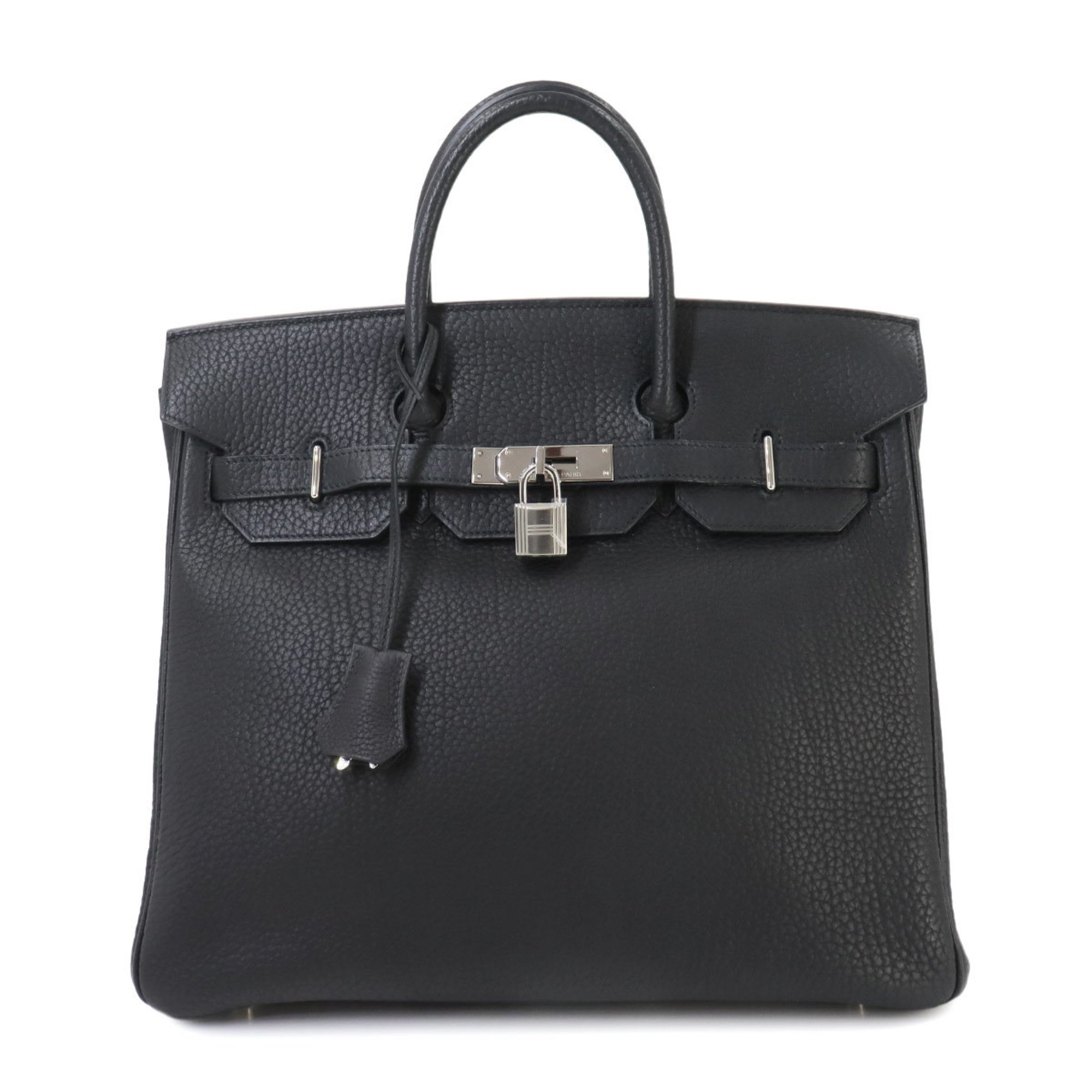 Hermes Haut a Courroies 32 Handbag Fjord Black □J Stamp Silver Hardware