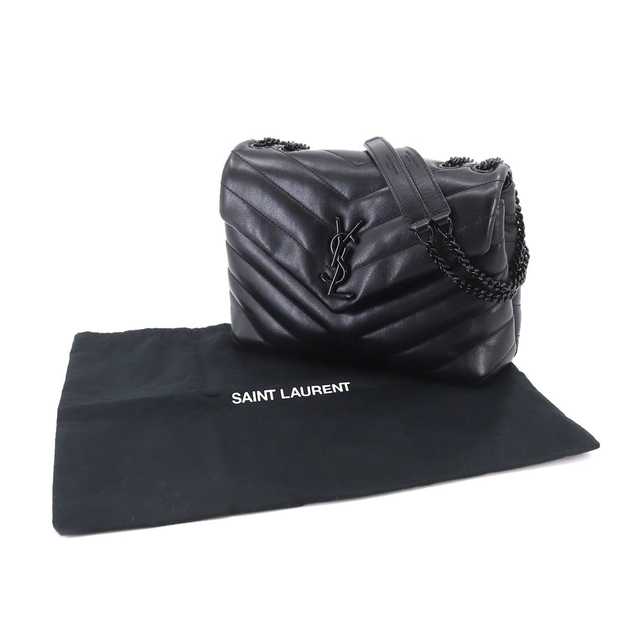 Yves Saint Laurent Saint Laurent Paris Loulou Small Chain Shoulder Bag Leather Black 494699