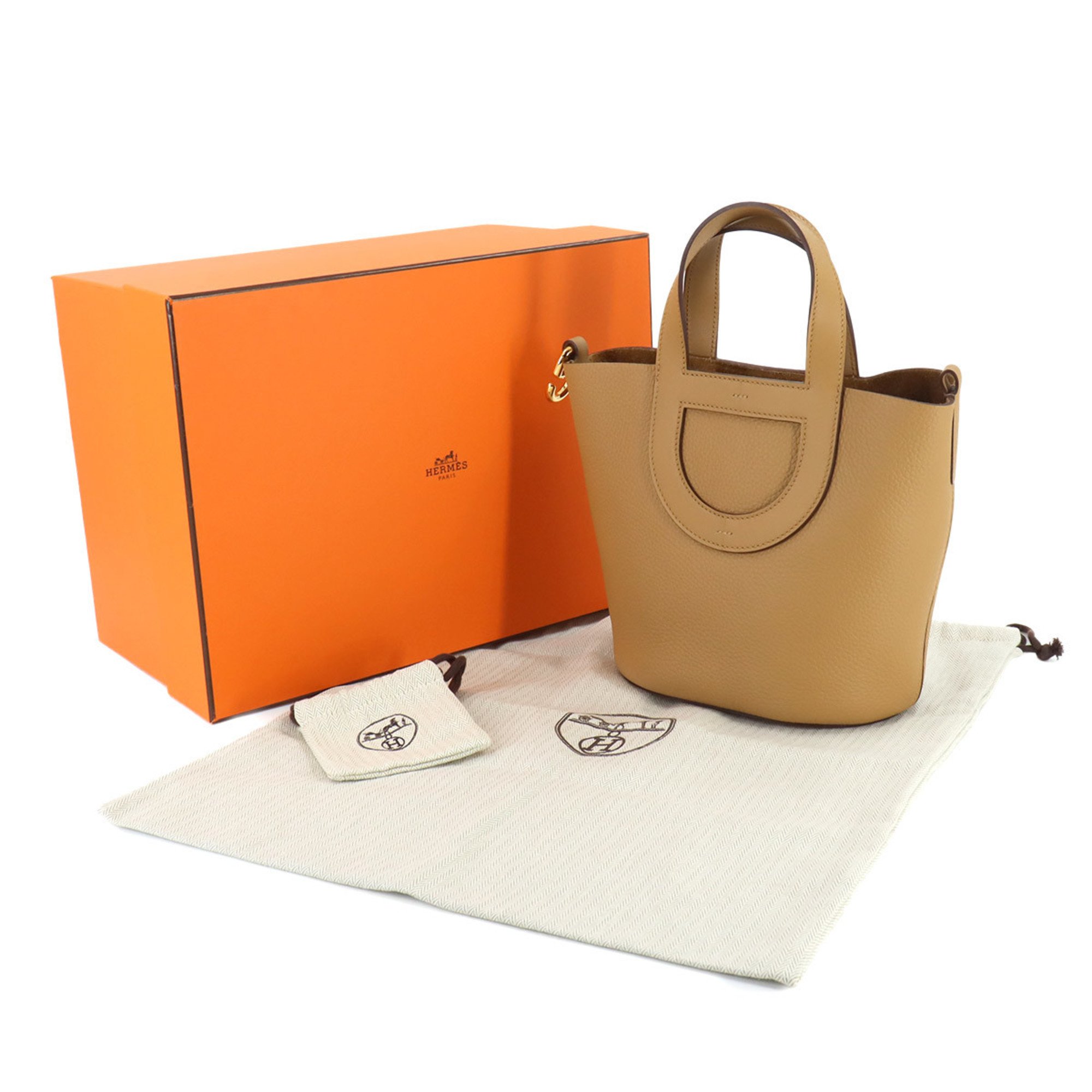 Hermes In the Loop 18 Handbag Taurillon Clemence Swift Biscuit W Stamp Gold Hardware