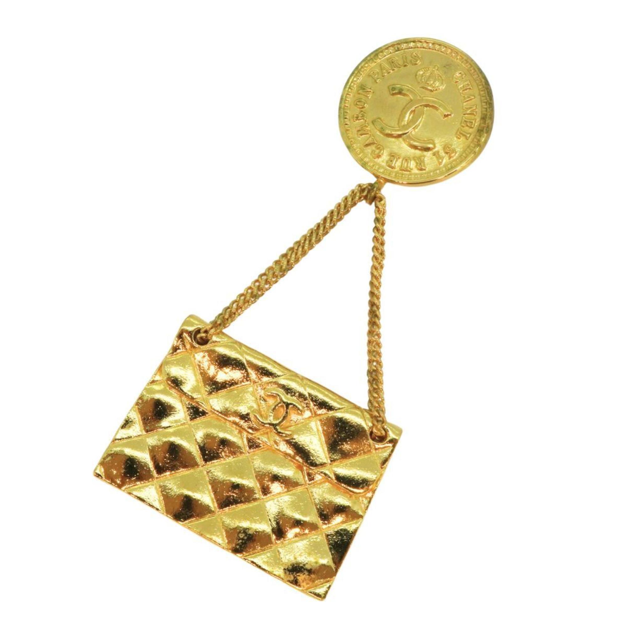 Chanel Brooch Coco Mark Matelasse GP Plated Gold Women's