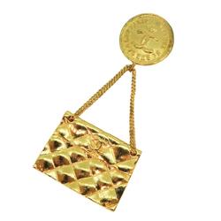 Chanel Brooch Coco Mark Matelasse GP Plated Gold Women's