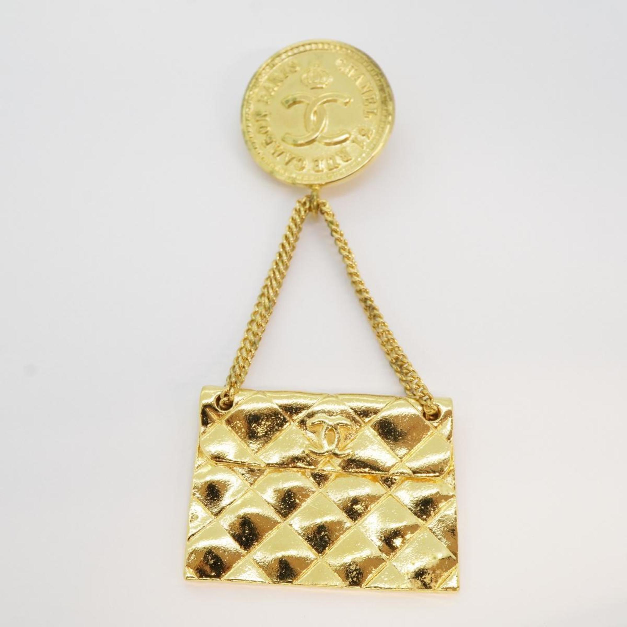 Chanel Brooch Coco Mark Matelasse GP Plated Gold Women's