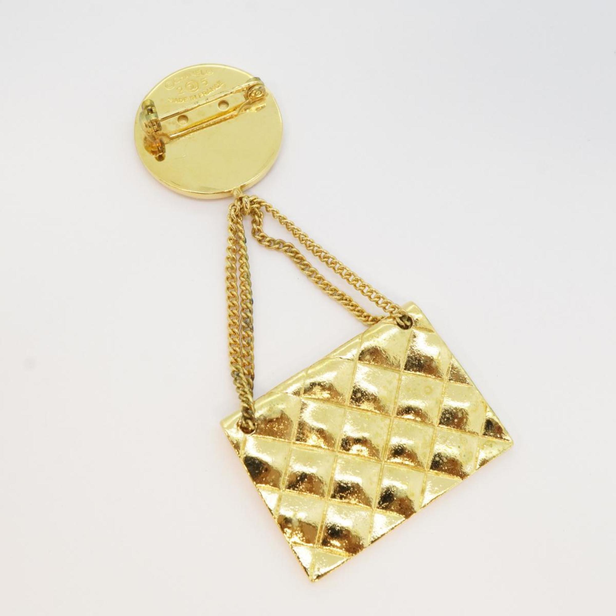 Chanel Brooch Coco Mark Matelasse GP Plated Gold Women's