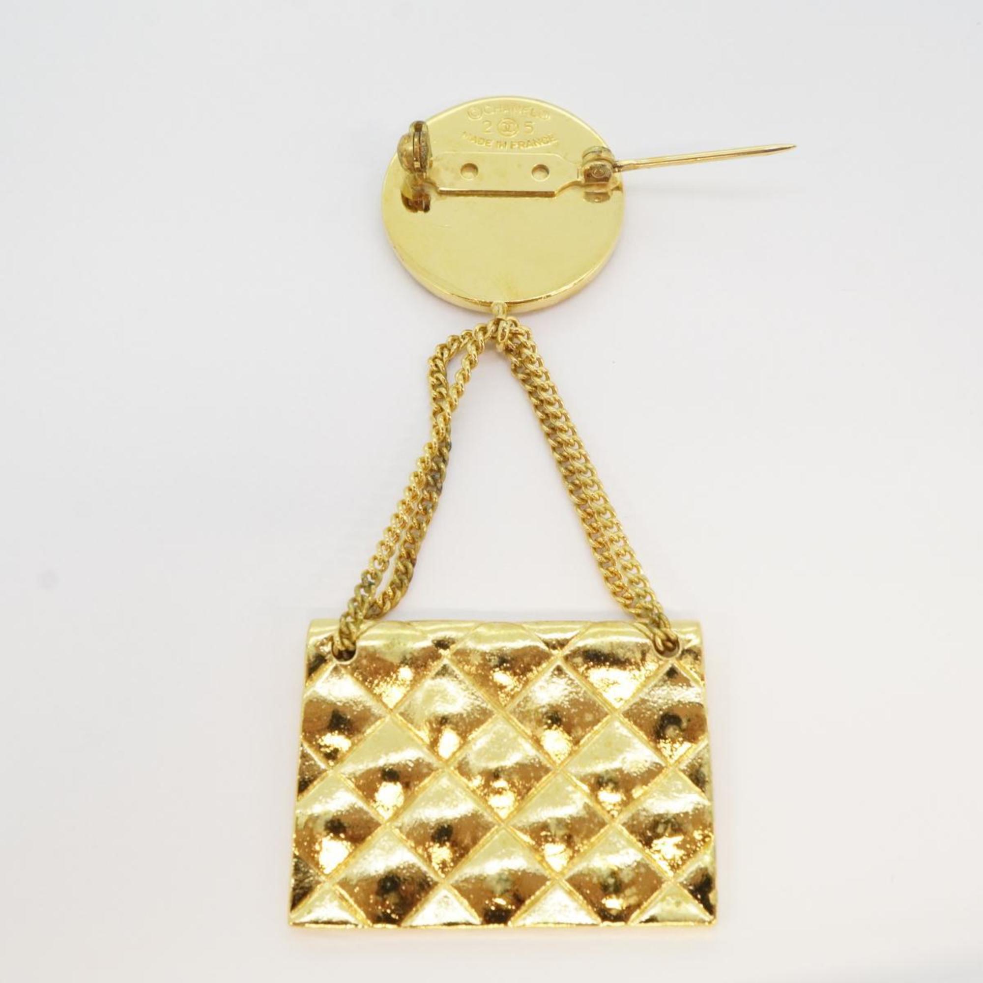 Chanel Brooch Coco Mark Matelasse GP Plated Gold Women's