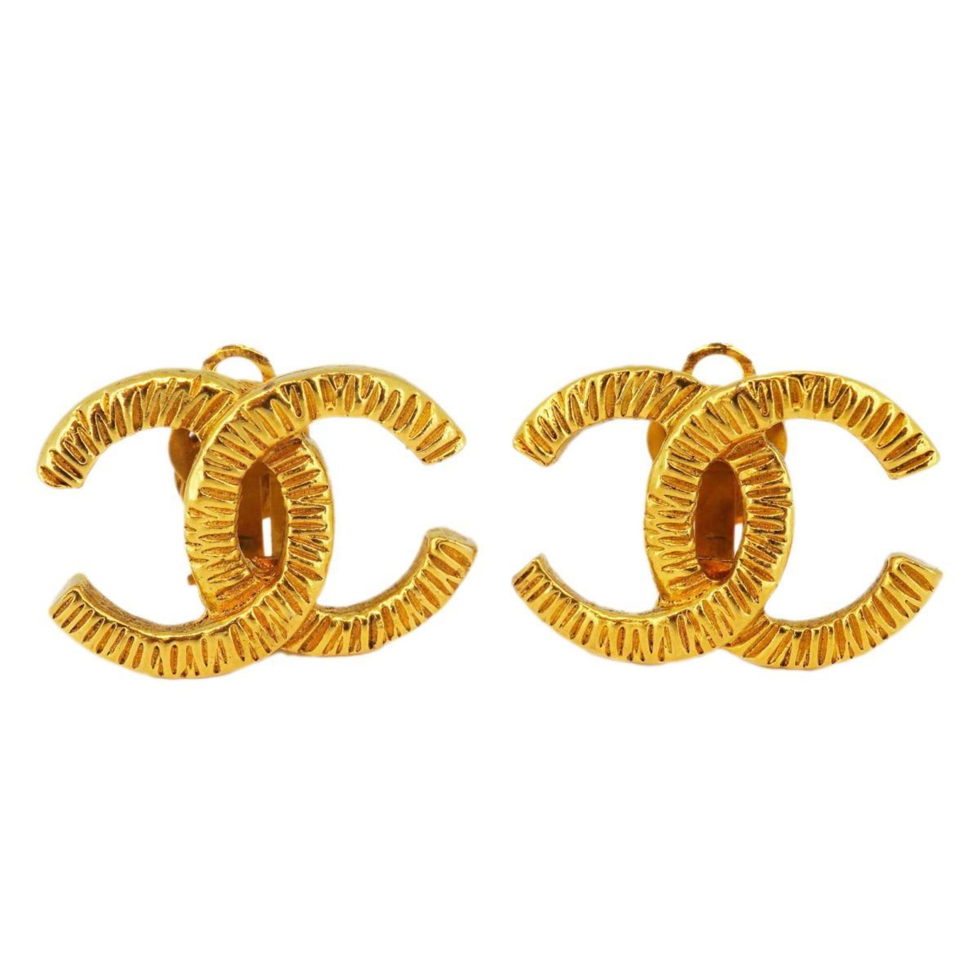 Chanel Earrings Coco Mark GP Plated Gold Women's