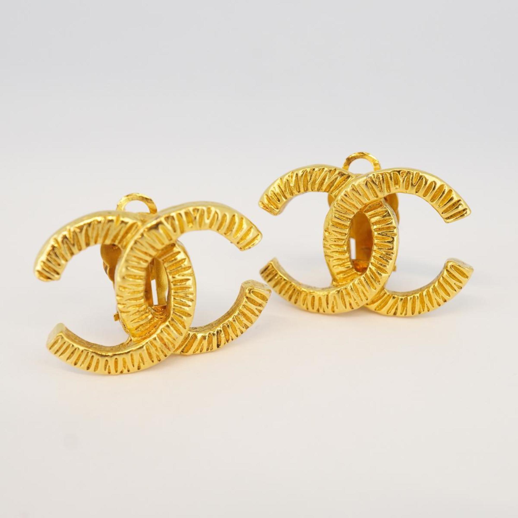 Chanel Earrings Coco Mark GP Plated Gold Women's