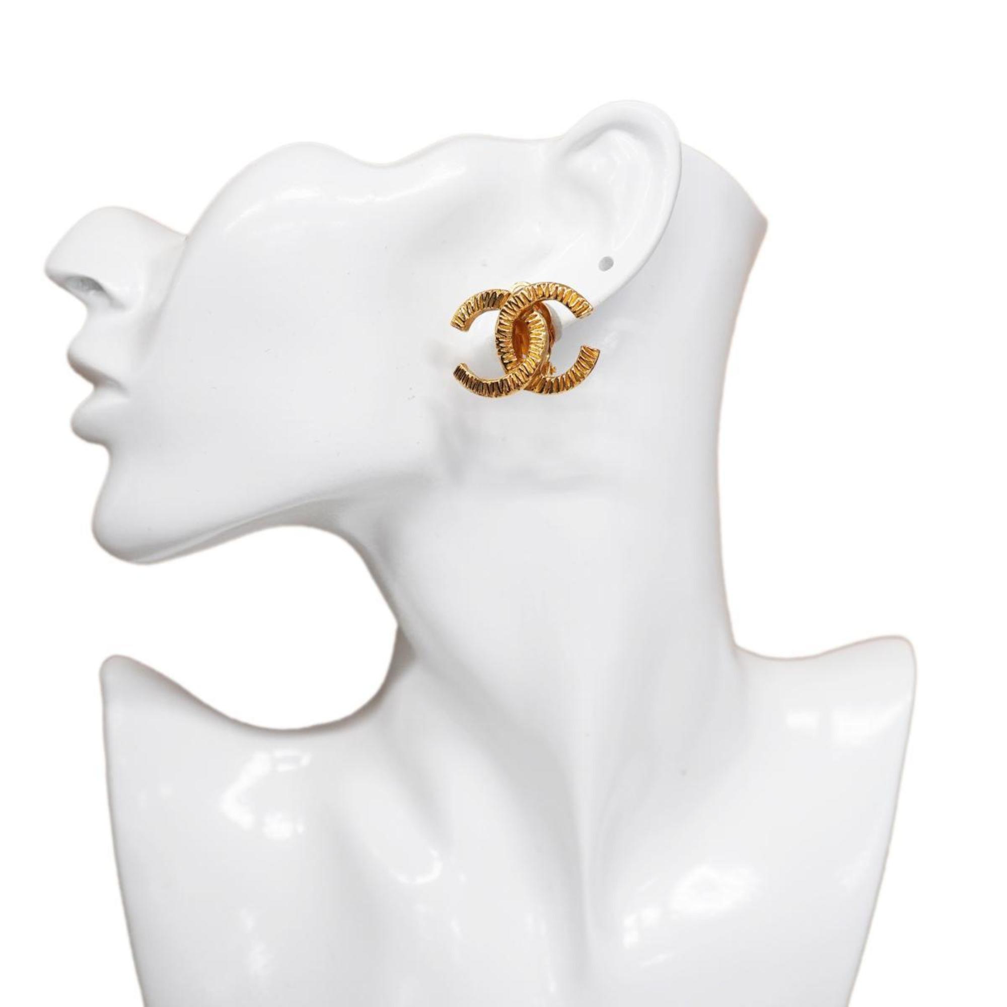 Chanel Earrings Coco Mark GP Plated Gold Women's