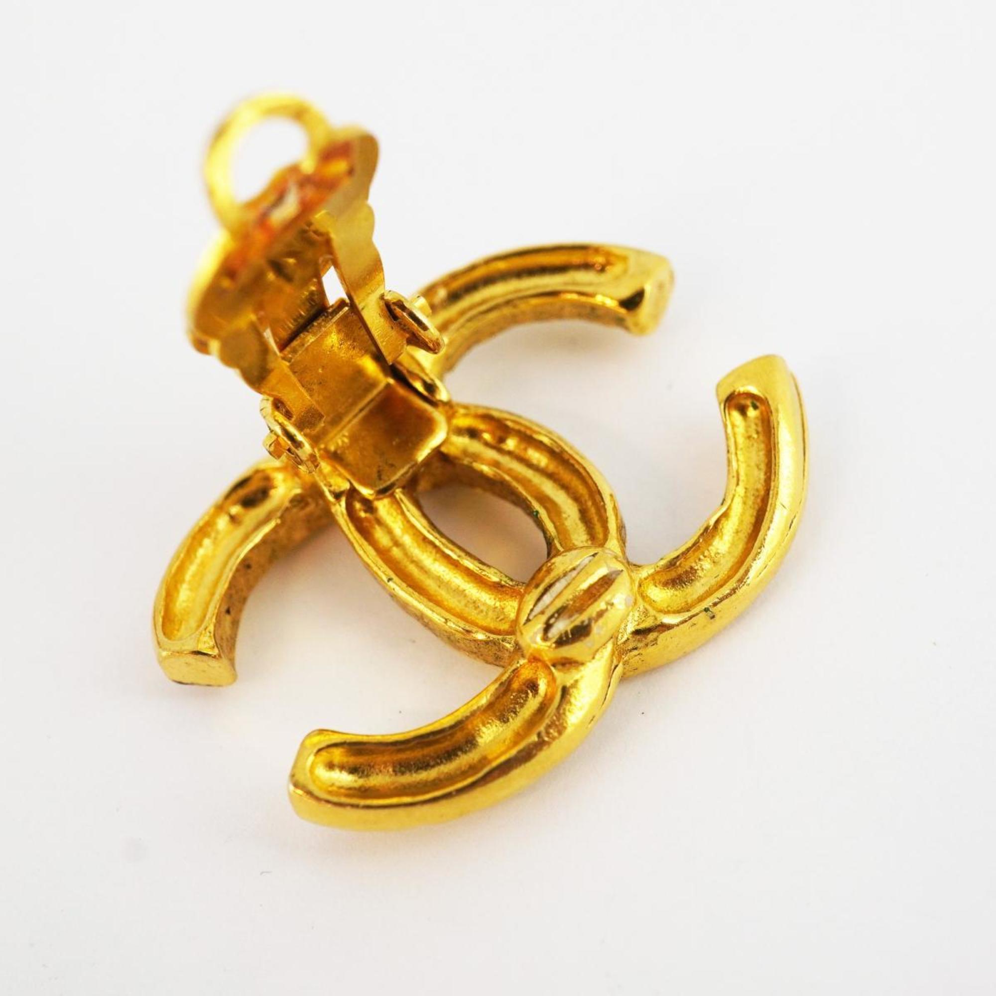 Chanel Earrings Coco Mark GP Plated Gold Women's