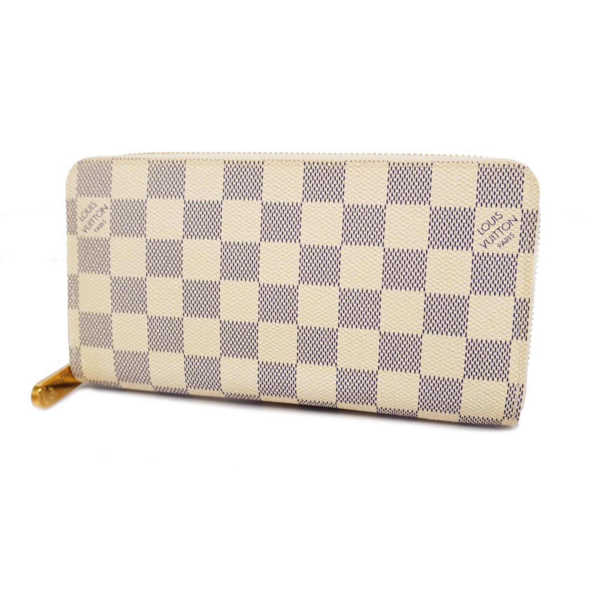 Louis Vuitton Long Wallet Damier Azur Zippy N60019 White Men's Women's