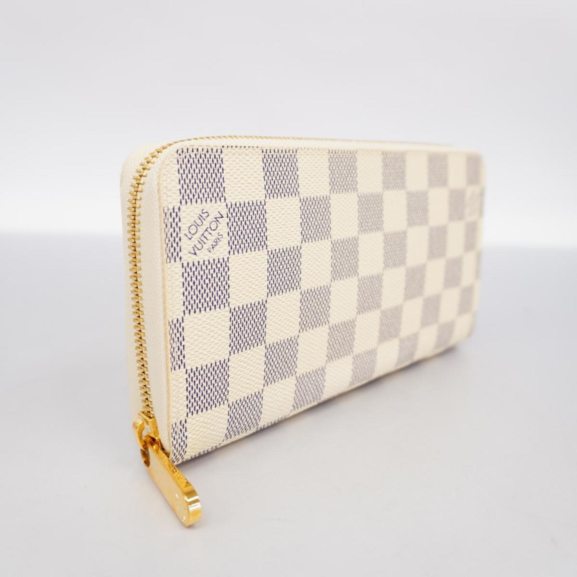 Louis Vuitton Long Wallet Damier Azur Zippy N60019 White Men's Women's