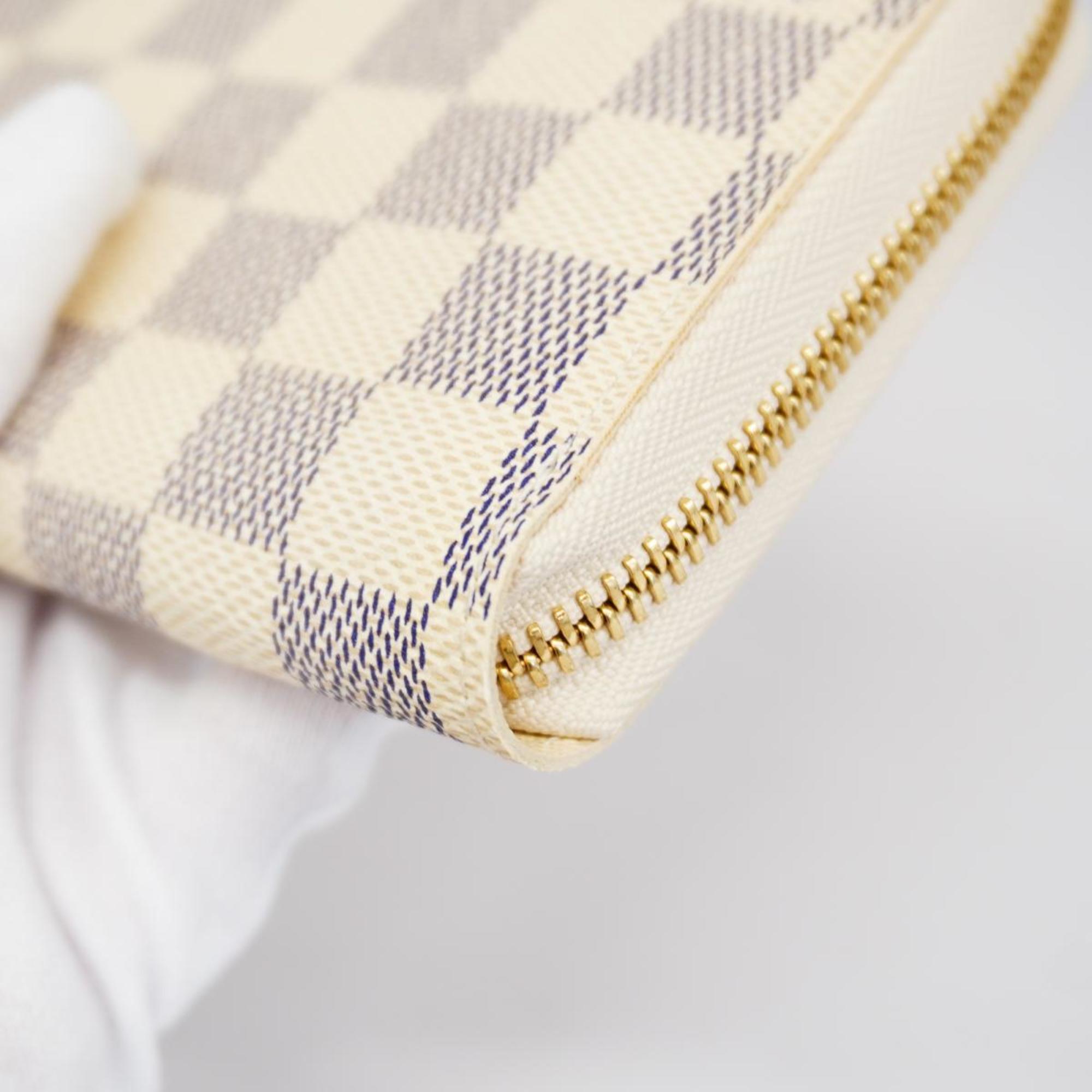 Louis Vuitton Long Wallet Damier Azur Zippy N60019 White Men's Women's