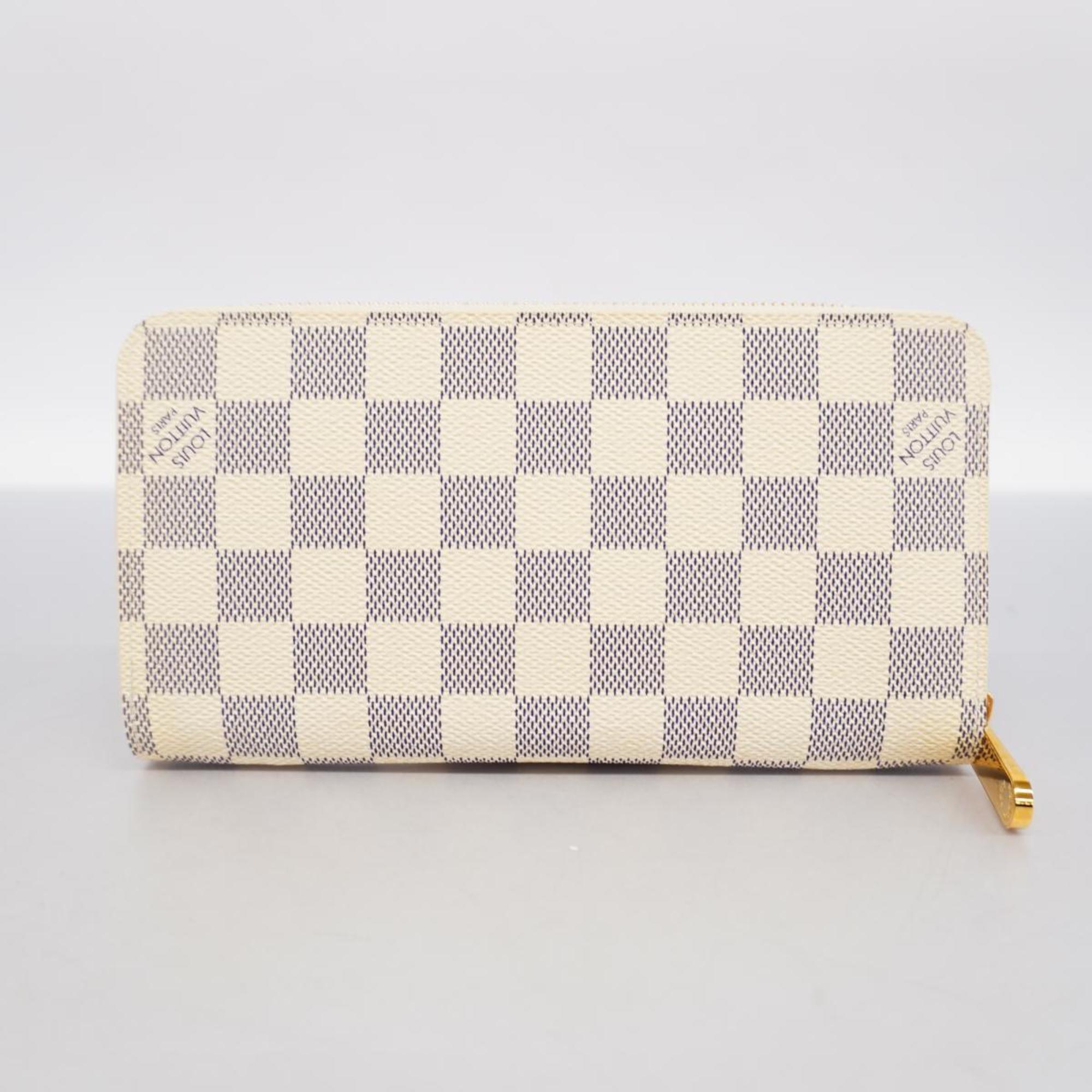 Louis Vuitton Long Wallet Damier Azur Zippy N60019 White Men's Women's