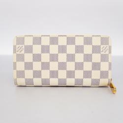 Louis Vuitton Long Wallet Damier Azur Zippy N60019 White Men's Women's