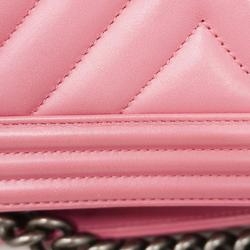 Chanel Shoulder Bag Boy V Stitch Chain Lambskin Pink Women's