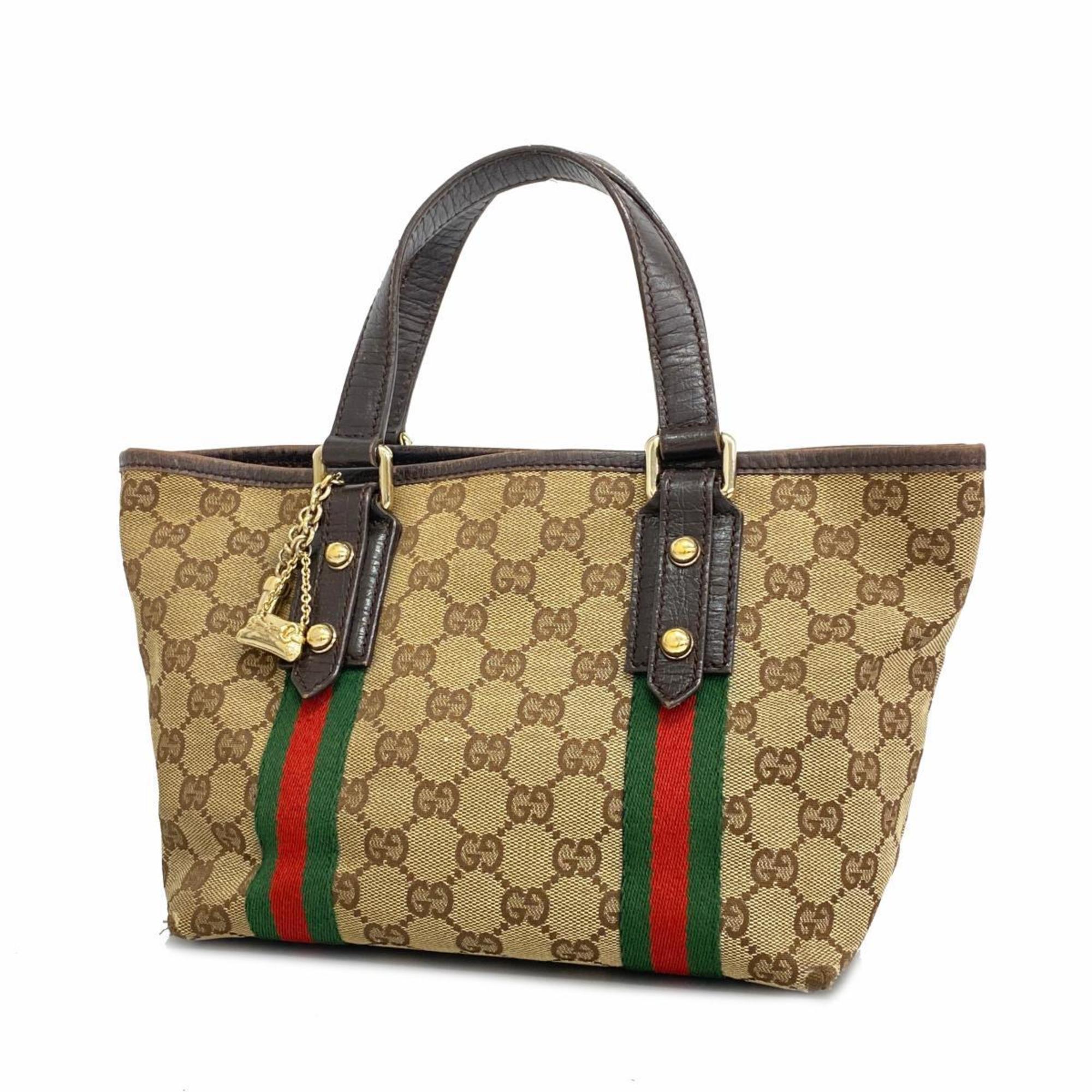 Gucci Handbag GG Canvas Sherry Line 139261 Brown Beige Women's