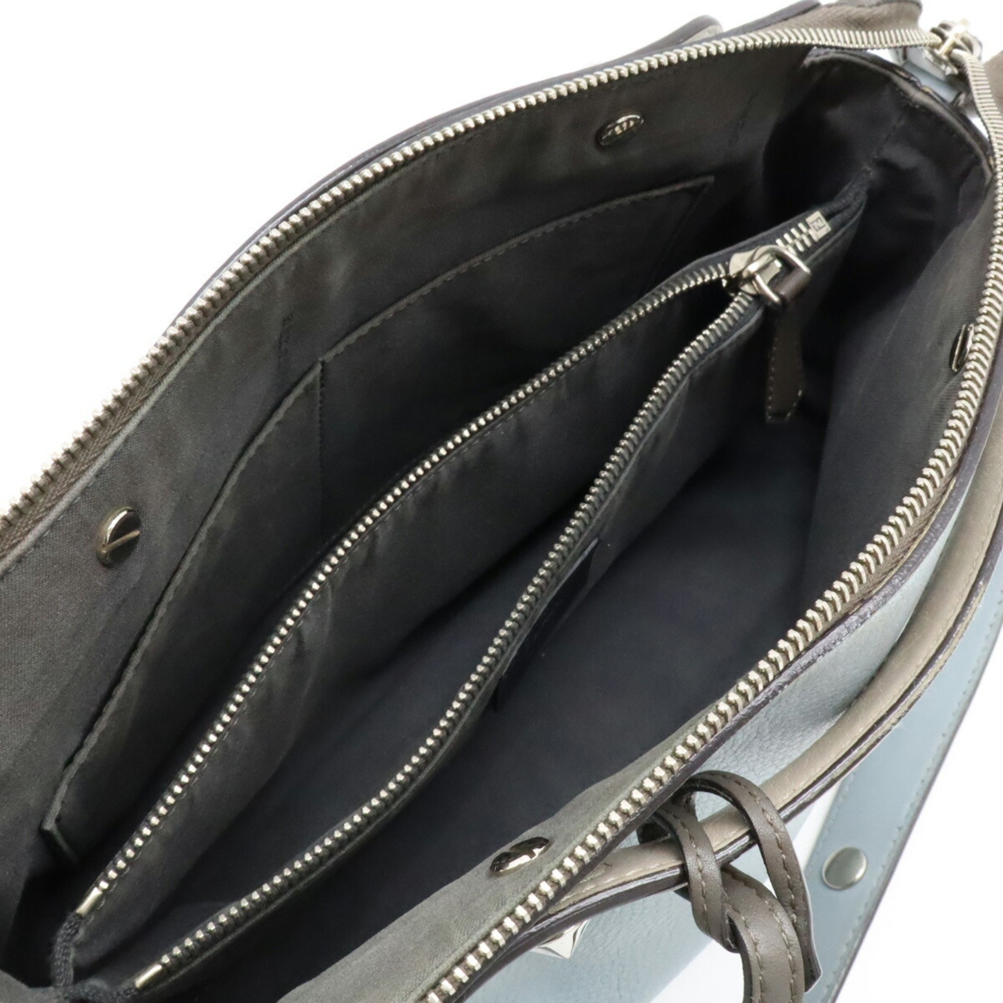 FENDI BY THE WAY Medium Handbag Shoulder Bag Leather Light Blue Charcoal Gray 8BL124 ()