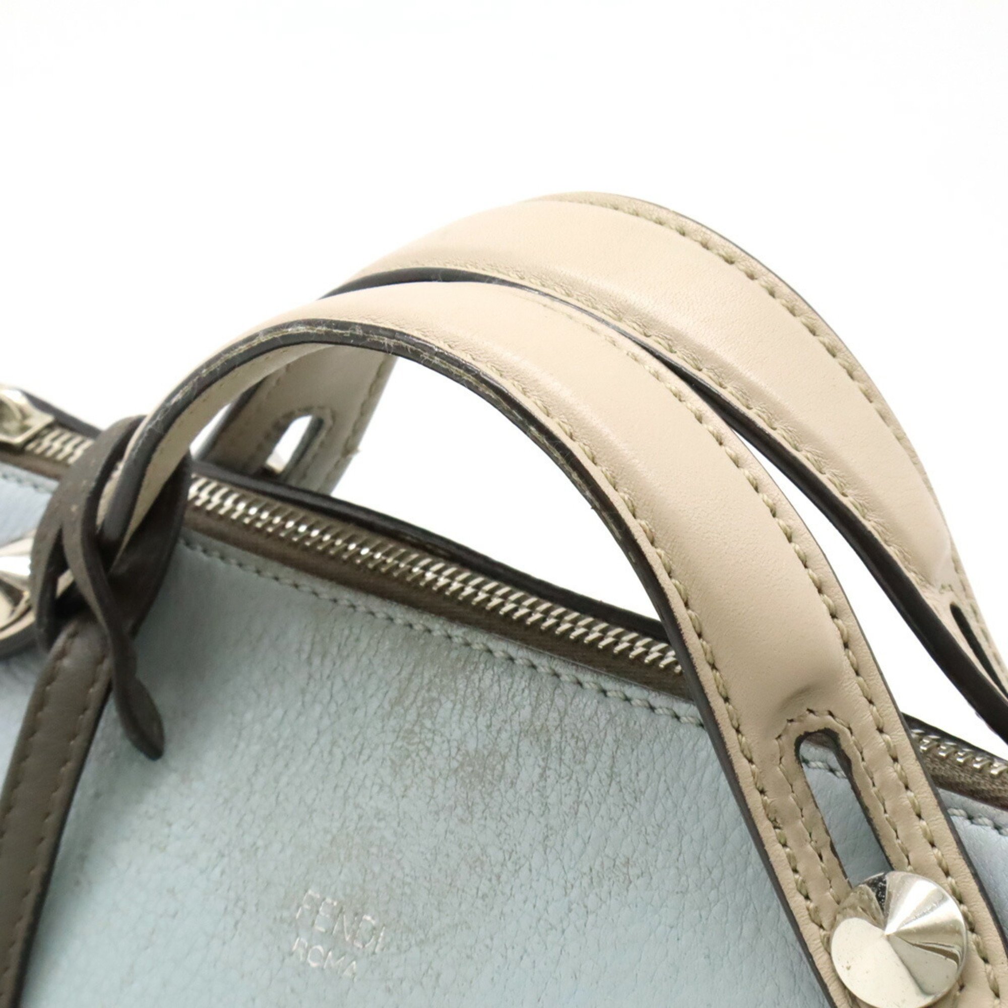 FENDI BY THE WAY Medium Handbag Shoulder Bag Leather Light Blue Charcoal Gray 8BL124 ()