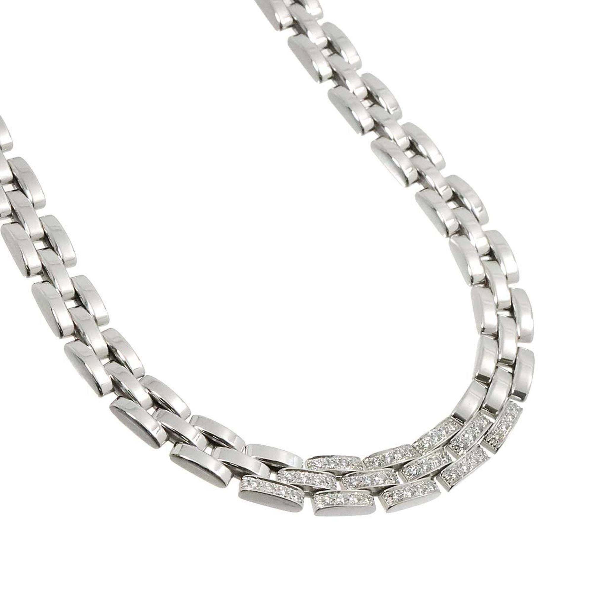 Cartier Maillon Panthere Diamond Necklace 40cm K18 WG White Gold 750