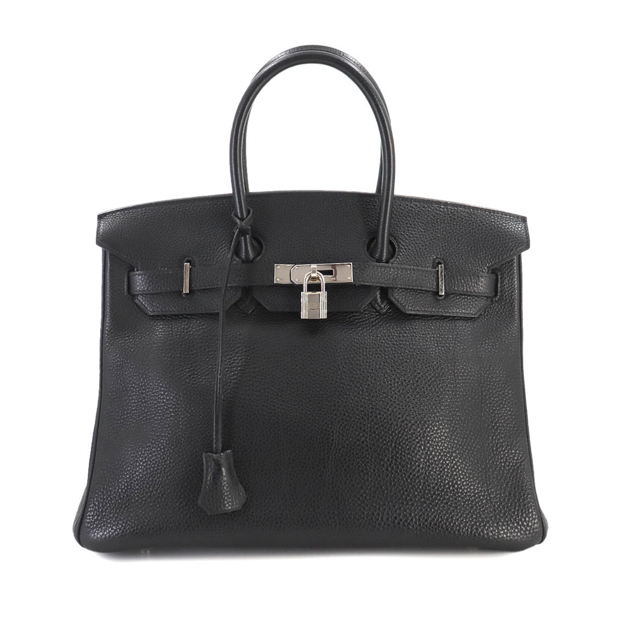 Hermes Birkin 35 Handbag Togo Black H Stamp Silver Hardware