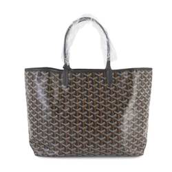 GOYARD Saint Louis PM PVC Leather Herringbone Black Silver Hardware