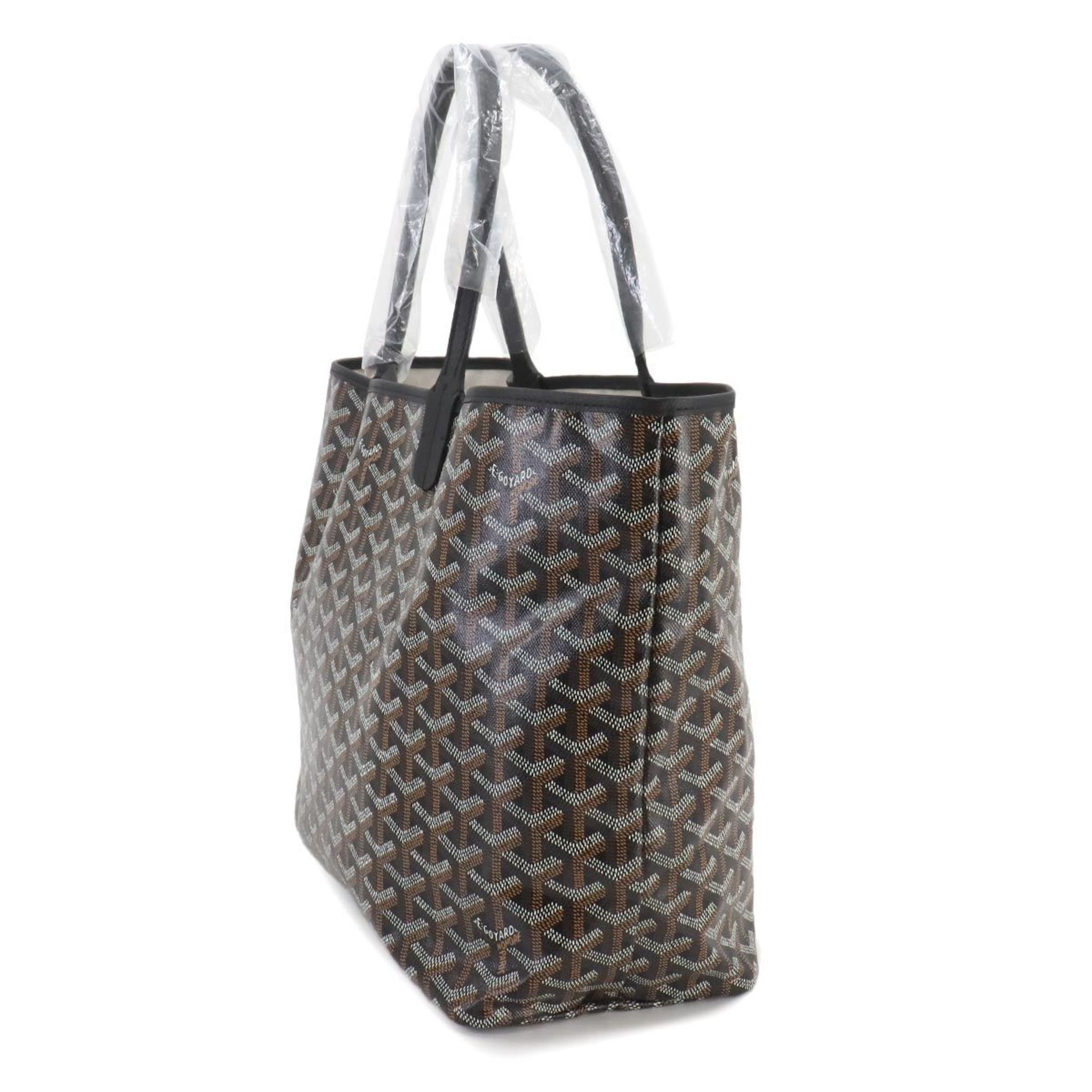 GOYARD Saint Louis PM PVC Leather Herringbone Black Silver Hardware