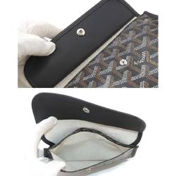 GOYARD Saint Louis PM PVC Leather Herringbone Black Silver Hardware