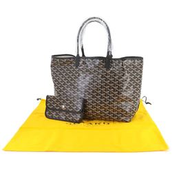 GOYARD Saint Louis PM PVC Leather Herringbone Black Silver Hardware