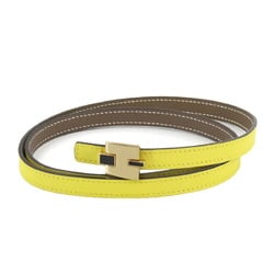 Hermes Eileen Reversible Belt, Epson Swift Etoupe Lime, X Stamp, Gold Hardware