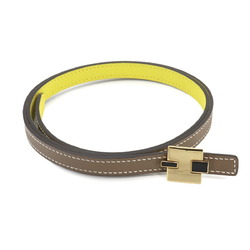 Hermes Eileen Reversible Belt, Epson Swift Etoupe Lime, X Stamp, Gold Hardware