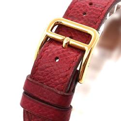 Hermes Medor Ladies Watch Pyramid Gold Studs White Red Leather Quartz