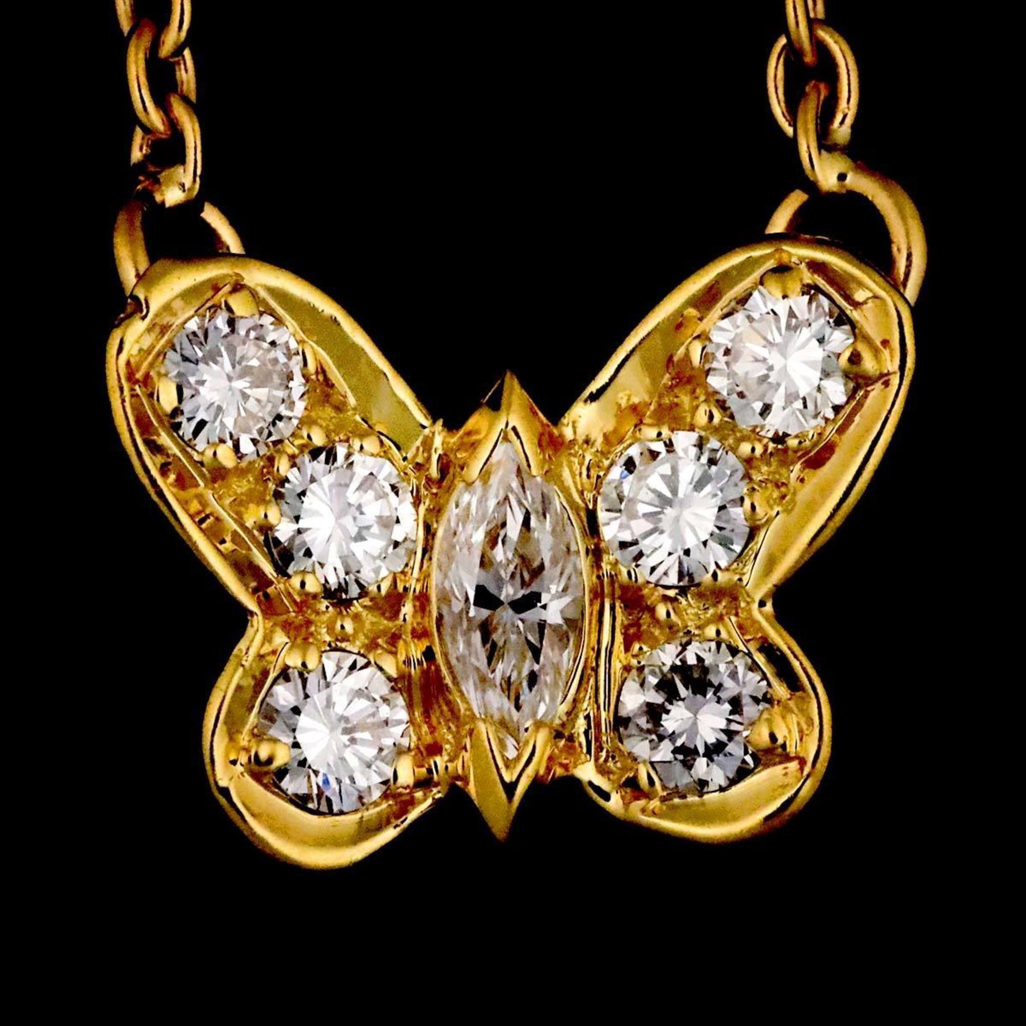 Van Cleef & Arpels Papillon Diamond 0.30ct Necklace 44cm K18 YG 750