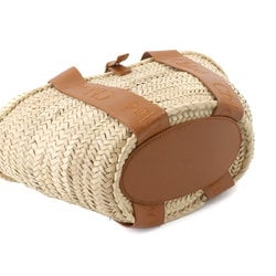 Chloé Chloe Sense Medium Basket Hand Bag Raffia Leather Caramel Gold Hardware Sence