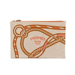 Hermes HERMES Trace Marine Yachting GM Pouch Canvas Beige Orange Brown