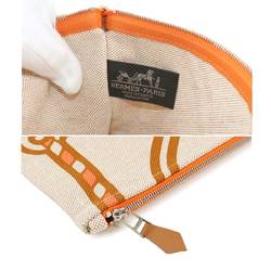 Hermes HERMES Trace Marine Yachting GM Pouch Canvas Beige Orange Brown