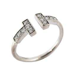 Tiffany Ring T Wire Diamond K18WG White Gold Women's