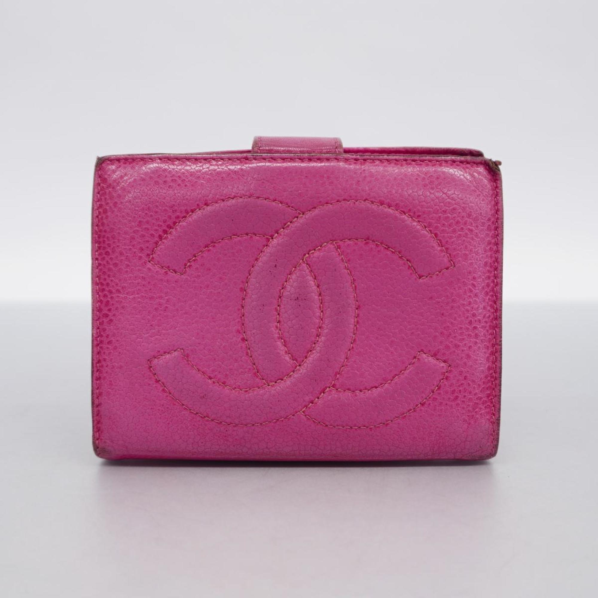 Chanel Wallet Caviar Skin Pink Women's