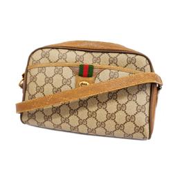 Gucci Shoulder Bag GG Supreme Sherry Line 116 02 089 Leather Brown Women's