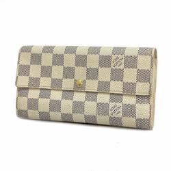 Louis Vuitton Long Wallet Damier Azur Portefeuille Sarah N61735 White Ladies