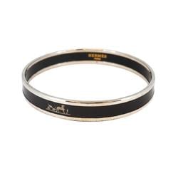 Hermes Bangle, Enamel PM, Metal, Cloisonne, Silver, Black, Women's