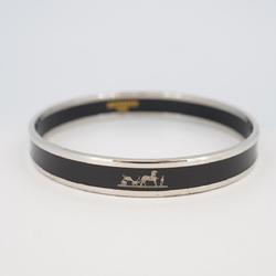 Hermes Bangle, Enamel PM, Metal, Cloisonne, Silver, Black, Women's