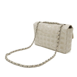 CHANEL New Travel Line Shoulder Bag Chain Nylon Jacquard Leather Beige A15285