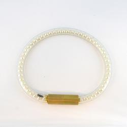 Chanel Bracelet Faux Pearl GP Plated Vinyl Gold Women's