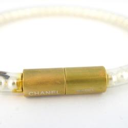 Chanel Bracelet Faux Pearl GP Plated Vinyl Gold Women's