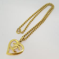 Chanel Necklace Coco Mark Heart Motif GP Plated Gold 95P Women's