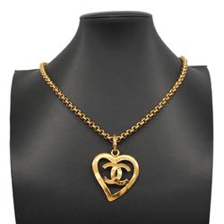 Chanel Necklace Coco Mark Heart Motif GP Plated Gold 95P Women's