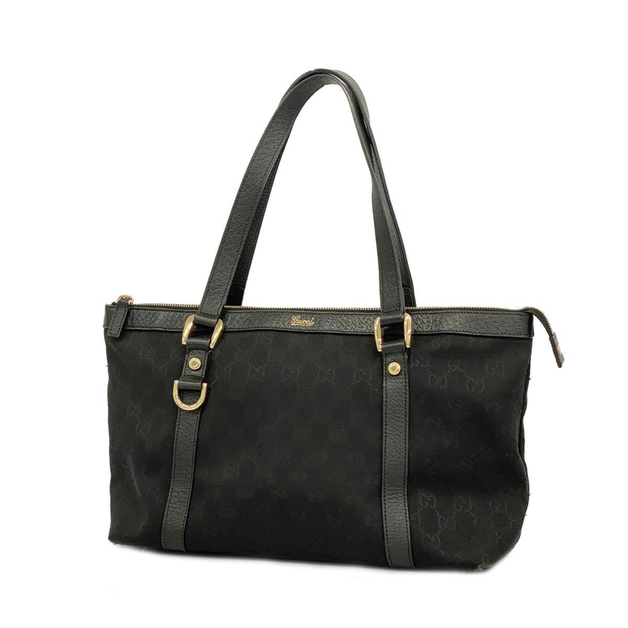 Gucci Tote Bag GG Canvas Abby 141470 Black Champagne Women's