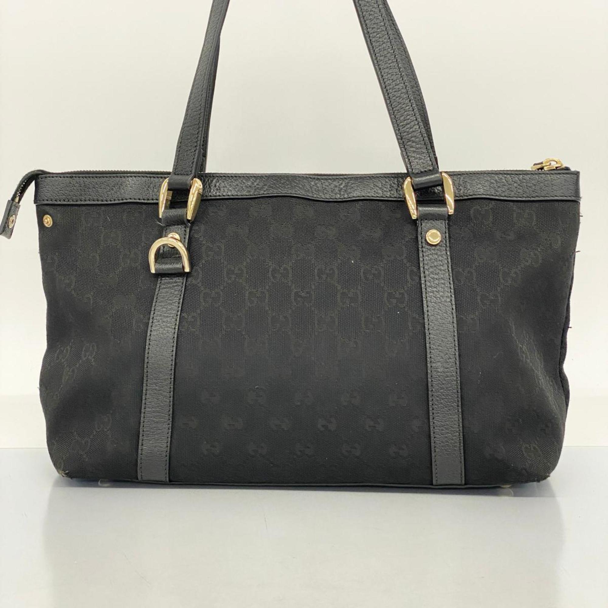 Gucci Tote Bag GG Canvas Abby 141470 Black Champagne Women's